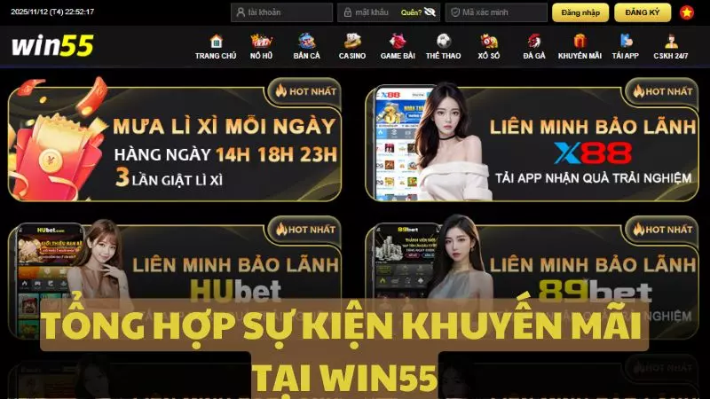 Những sự kiện khuyến mãi hấp dẫn nhất tại nhà cái WIN55
